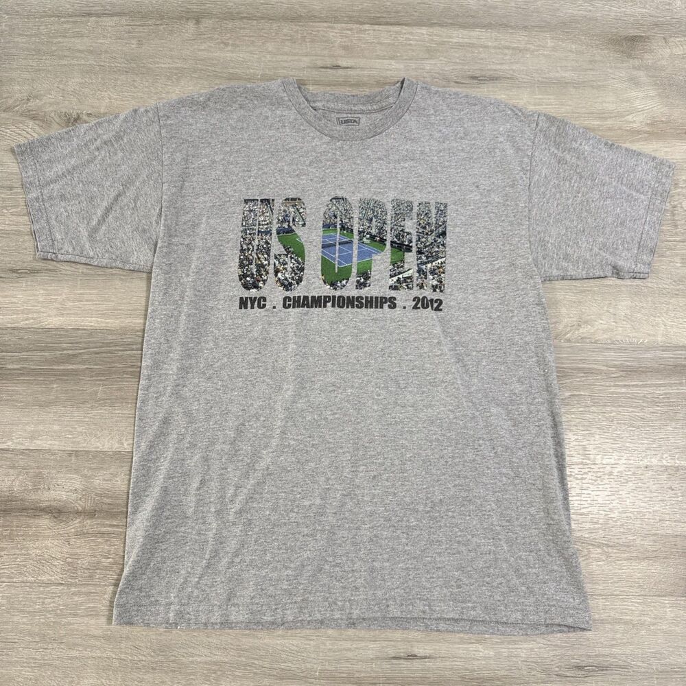 US Open Shirt Men's Large Gray 2012 USTA Nyc Tennis Championships Spellout